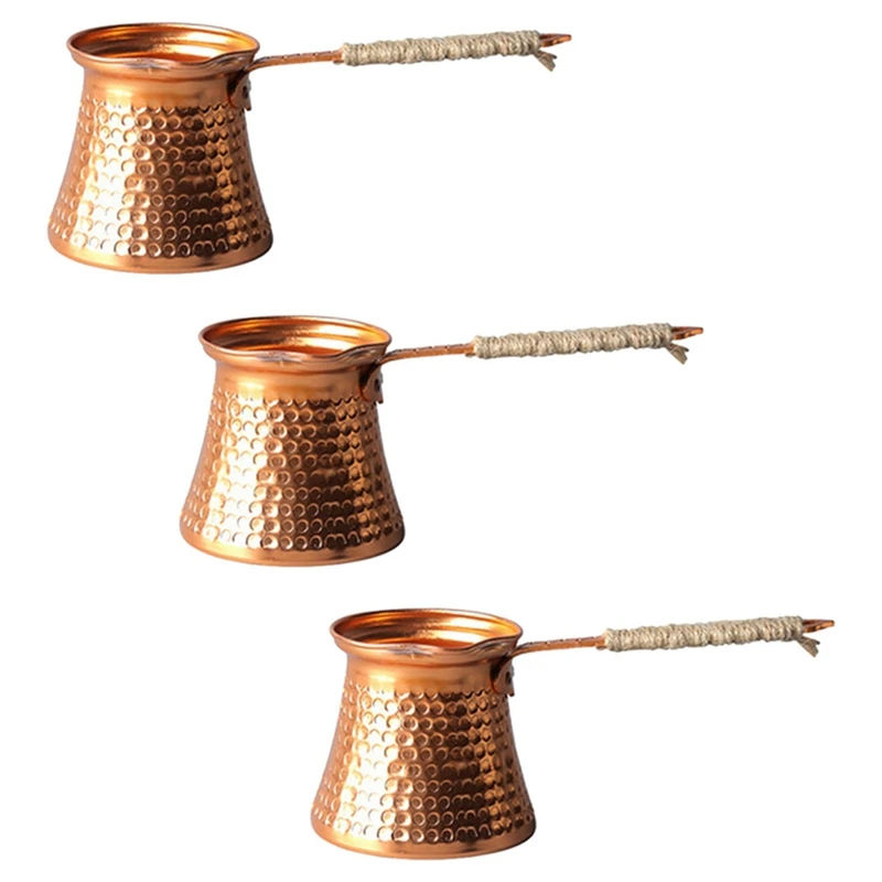 

3X Turkish Coffee Pot Coffee Maker Moka Pot 3 Person 200 ML Copper Handmade High Quality Decorative Gift Accessory