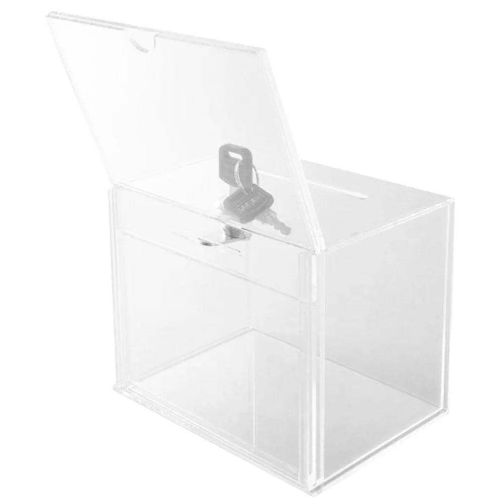 

Box Donation Suggestion Letter Ballot Clear Display Lock Fundraising Raffle Drawing Boxes Complain Locked Container Safe