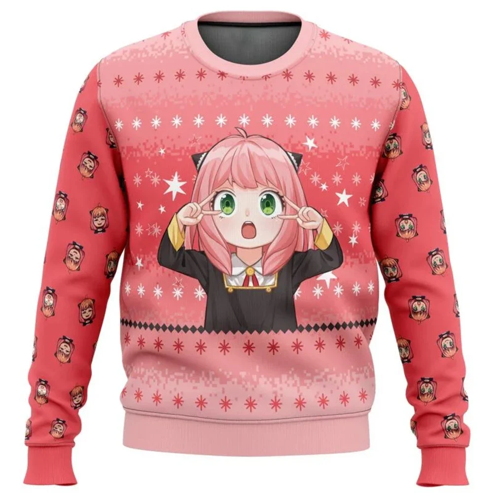 Anya Forger Waku Spy X Family Ugly Christmas Sweater Подарок Санта-Клаус Пуловер Мужская толстовка и топ