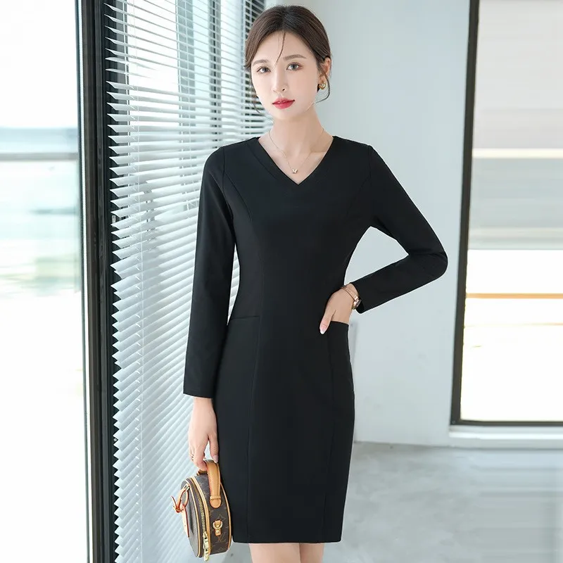 Korean Style Formal OL Styles Slim  Summer Short Sleeve for Women Business Work Wear Beauty Pencil skirt Ruffle Edge Dresses