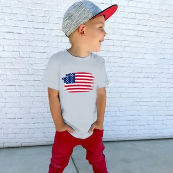 Toddler Kids Baby Girls Boys 4th Of July Summer Short Sleeve Independence Day T Shirt Black Short Sleeve Boy White T Shirt Pack 1