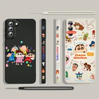 cute anime shin chan for samsung galaxy s22 s21 s20 s10 note 20 10 ultra plus pro fe lite liquid left rope phone case capa cover