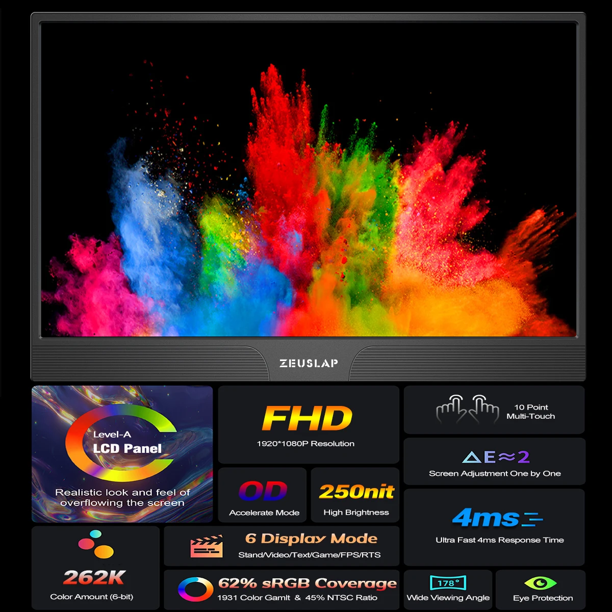 Фото ZEUSLAP 15 6 "FHD IPS сенсорный портативный экран для Samsung Dex Macbook Pro PS3/4/5 Xbox переключатель ZEUSLAP 15 6 "FHD IPS сенсорный портативный экран для Samsung Dex Macbook Pro PS3/4/5 Xbox переключатель