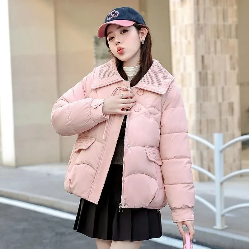 Двухслойная Женская куртка Xiaoxiangfeng с кукольным воротником подкладка из хлопка
