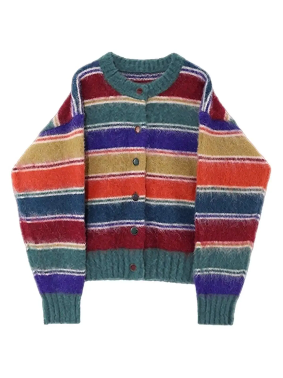 Осенний свитер вязаный кардиган ранний зимний толстый контрастный цвет женский