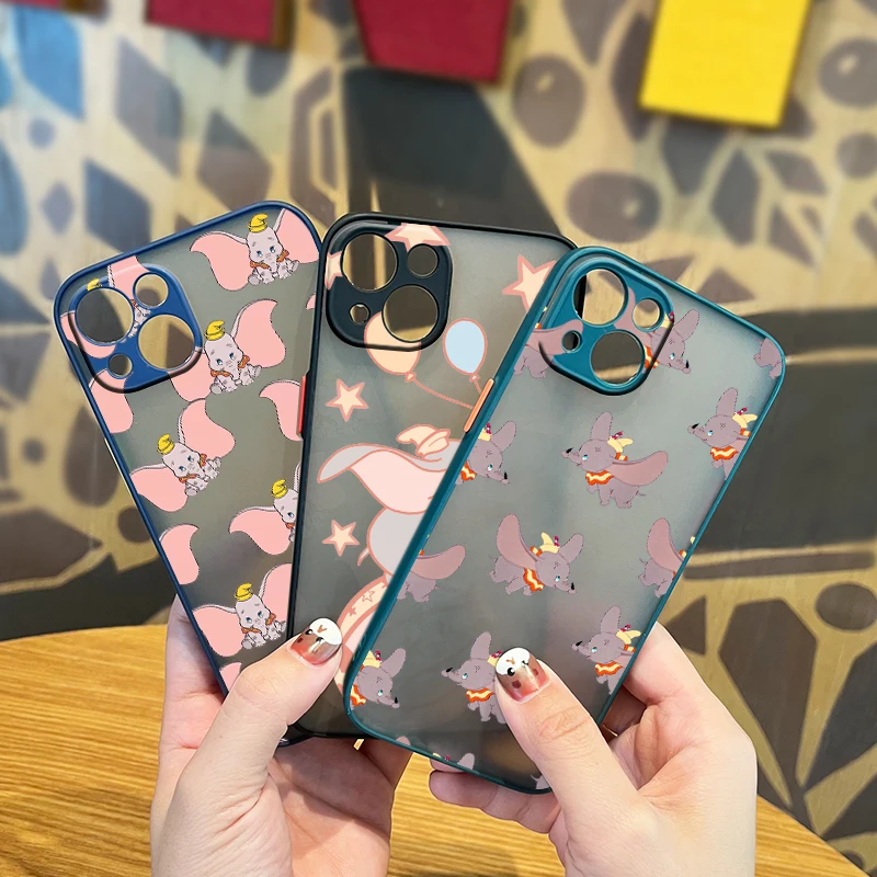

Disney Dumbo Cute Art For Apple iPhone 13 12 11 Mini XS XR X Pro MAX 8 7 P 6 Plus Frosted Translucent Soft TPU Phone Case