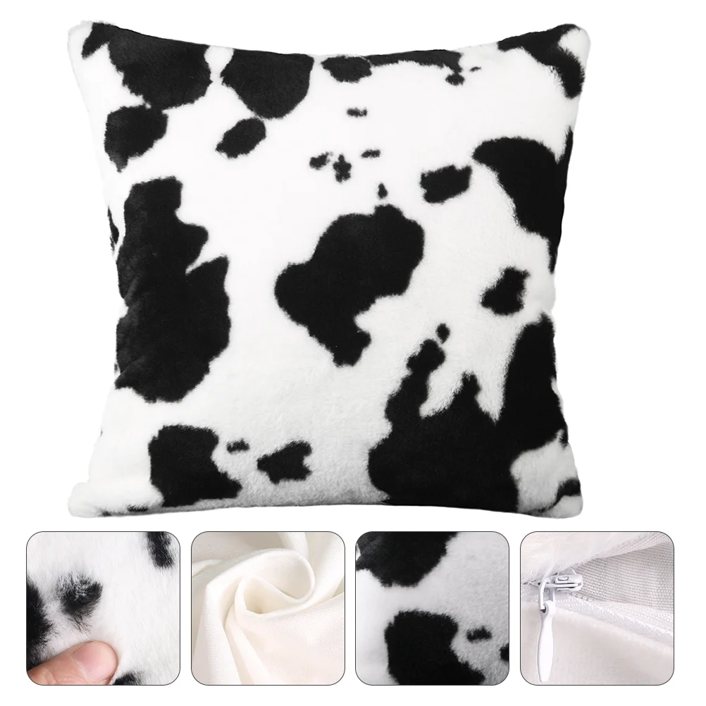 

Pillow Cover Covers Cow Cushion Throw Pillowcase Square Print Fur Case Faux Spots Skin Decorative Animal Farm Cases X18 Spot