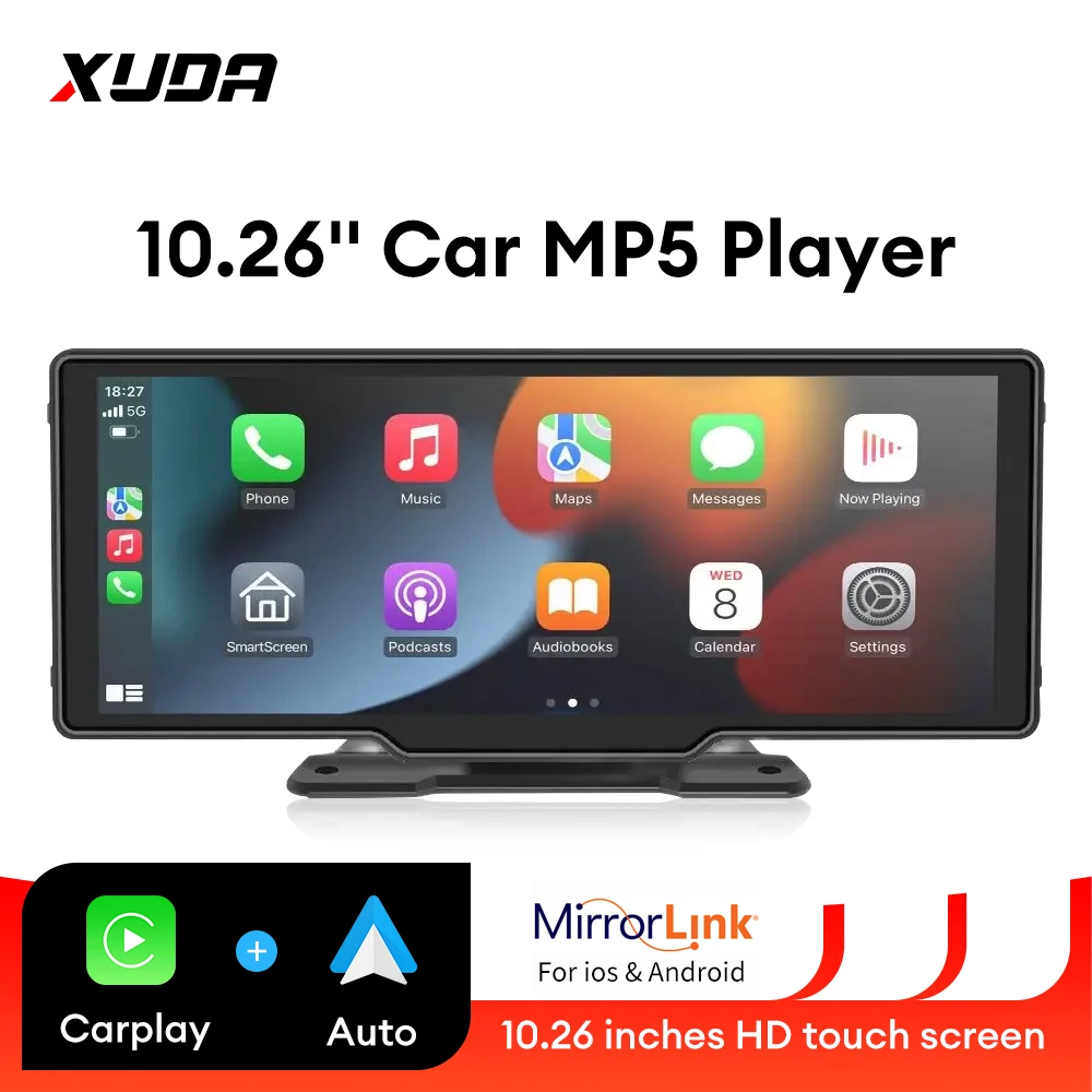 XUDA 10 26-дюймовый Carplay MP5-плеер Портативный BT Touch Srceen Беспроводной Android Автомобильное
