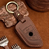 new leather car key cover case 3 4 button for bmw 320li 523li 525li 528li 530 x1 x2 x5 keychain ring car auto accessories