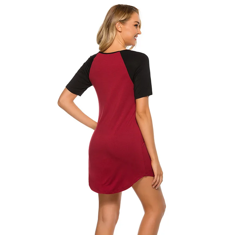 Spring and Summer New Ladies Nightdress Short-sleeved Round Neck Casual Home Wear Sexy Nightwear Sleepwear Women Sleep Tops