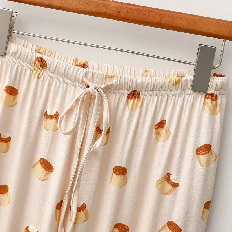 Летние женские новые повседневные пижамы из модала с буквенным принтом и