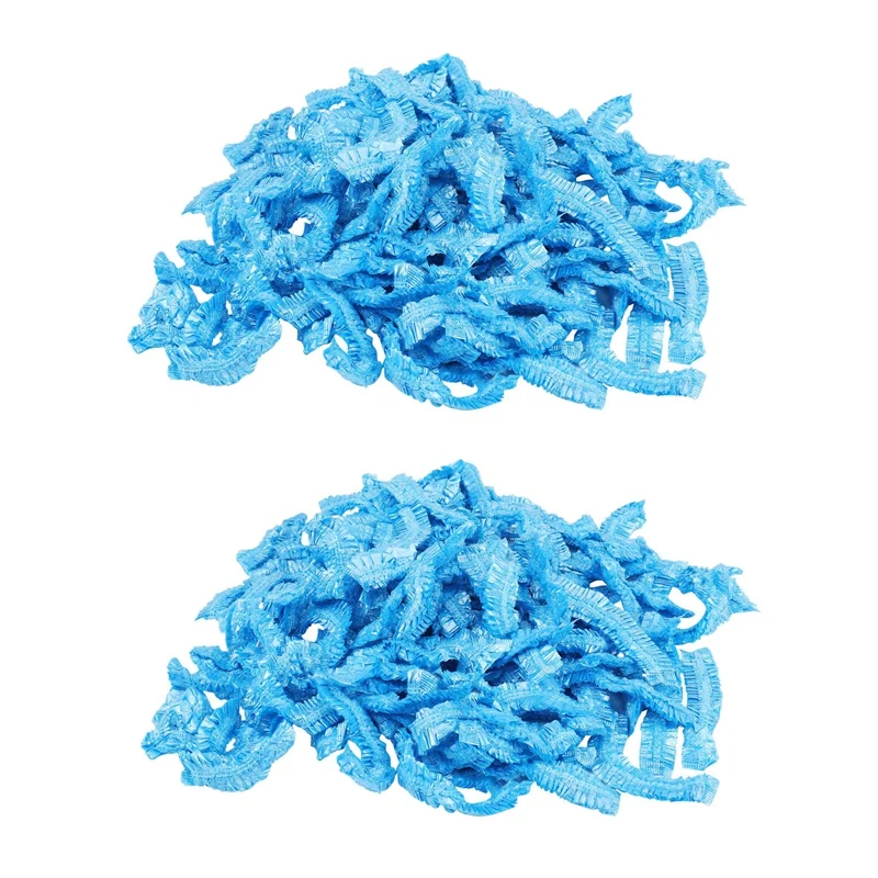 

200Pcs Clear Disposable Plastic Shower Bath Caps For Spa Hair Salon For Hotel/Home Use (Blue)