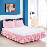 three layers wrap around elastic solid bed skirt elastic band without sheet easy oneasy off dust ruffled tailored home hotel