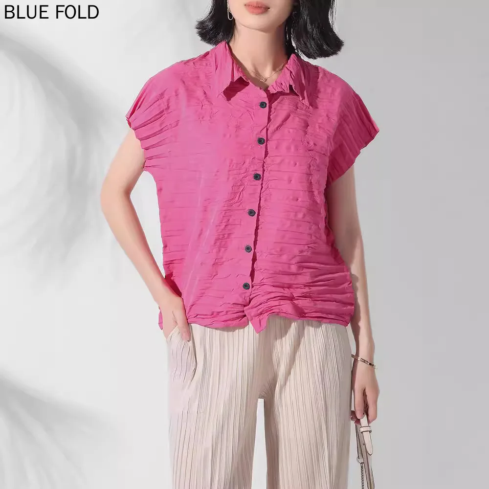 Женский плиссированный топ миаке новый модный простой однобортный короткий с