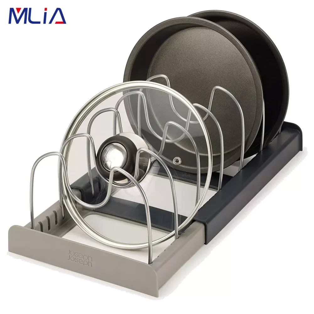 

Expandable Stainless Steel Storage Rack Kitchen Organizer Holder For Pan Pot Lid Cutting Board Drying Cookware Rack Organizer