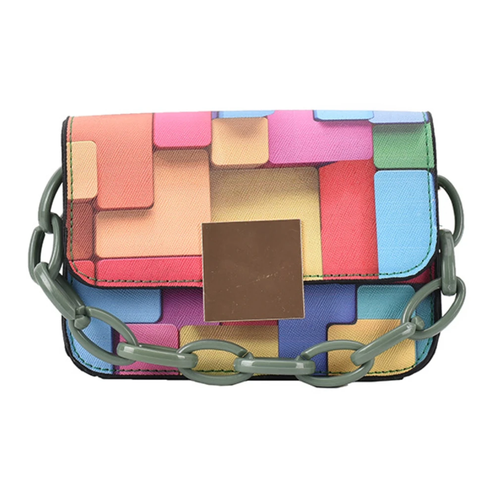 Bolso cuadrado pequeño de estilo arcoíris para mujer, bandolera de hombro, informal, de lujo, de diseñador