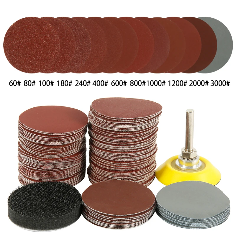 

120Pcs 2inch Sandpaper Assortment Set 60-3000 Grit Sanding Disc Pad For Drill Grinder Rotary Tools With Disk Pole Cushion