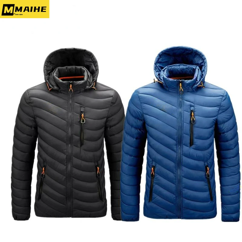 

Men's 2023 Winter waterproof hooded Parka Casual windproof jacket Men's detachable hat Super lightweight warm multi-pocket parka