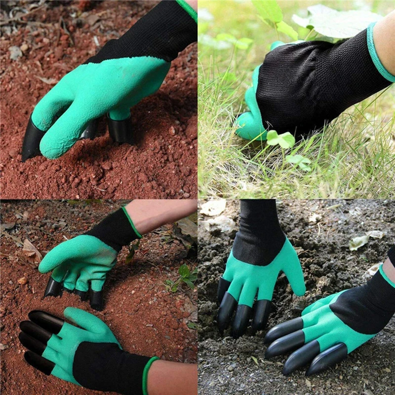 

4/8 Hand Claw ABS Plastic Garden Rubber Gloves Gardening Digging Planting Durable Waterproof Work Glove Outdoor Gadgets