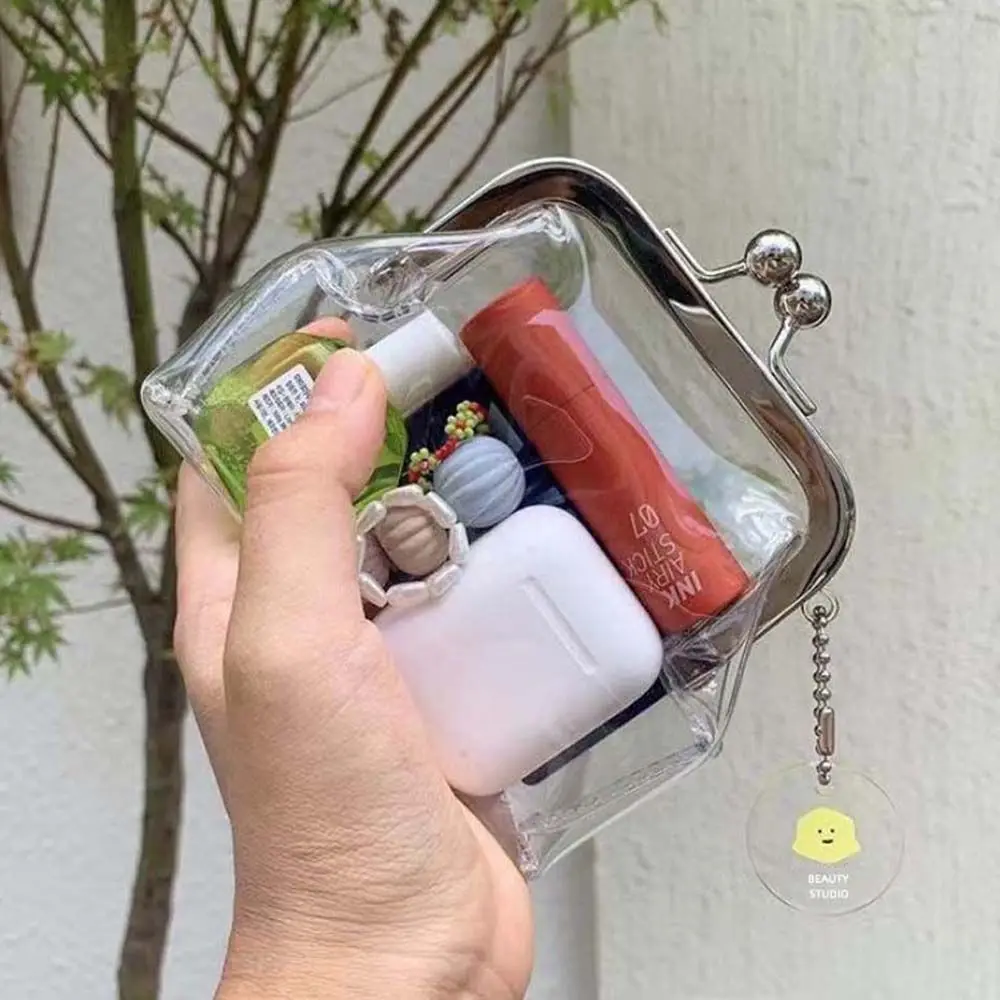 

Transparent Multifunctional Girl PVC Storage Bag Lipstick Bag Clutch Purse Mini Wallet Buckle Coin Bag Coin Purse