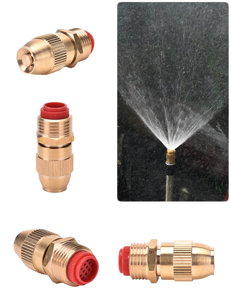 

Brass Misting Spray Nozzle 1/2" Garden Sprinklers Irrigation Connector Water Sprinklers Mister Heads Fitting With Filter Mesh