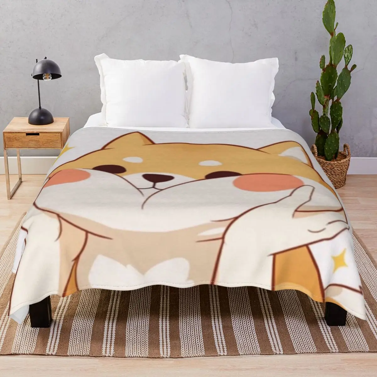 Kawaii Shiba Inu Blankets Coral Fleece Autumn/Winter Warm Throw Blanket for Bedding Sofa Camp Office