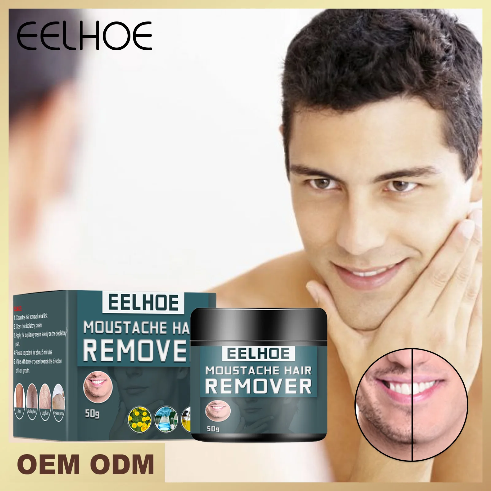 

eelhoe Men's depilation cream whole body depilation wax legs, hands, armpits painless, fast, clean, mild and non irritating