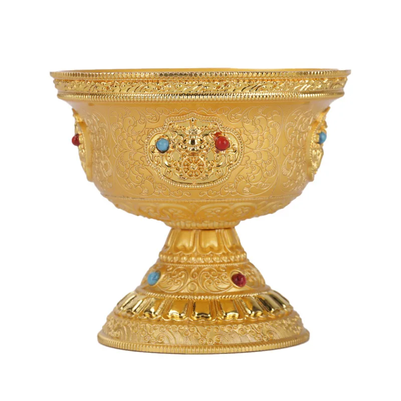 

Buddha Copper Gilded Water Cup, Holy Water Bowl Tantric Tibetan Buddhism Eight Auspicious Worship Bowl Auspicious Cloud Pattern