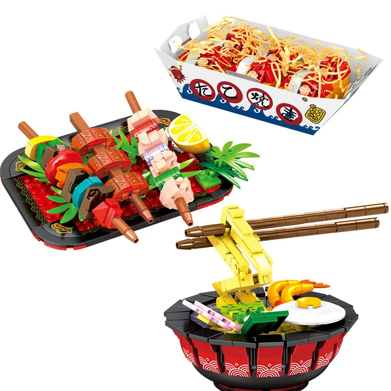 

Idea Japan Delicious Food Building Block Ramen Noodles Takoyaki Octopus Balls Japanese Barbecue Brick Educational Toy For Gifts