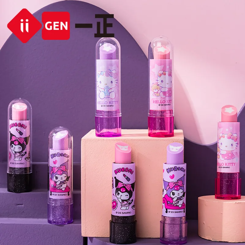 

Sanrio Eraser Kuromi Hello Kitty Kawaii Lipstick Shape Eraser Student Stationery Pencil Drawing Eraser Christmas Gift Wholesale