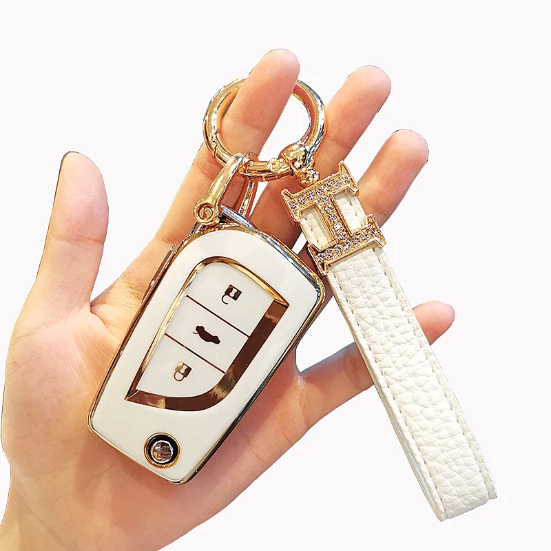 

TPU Car Key Case Cover for Toyota Auris Avensis Aygo Corolla Camry RAV4 Verso Scion Yaris 3 Button Flip Remote Key Protect Shell