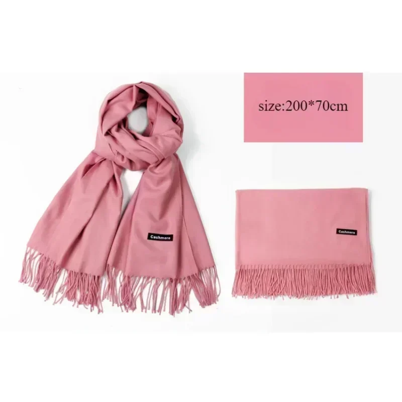 Роскошный Брендовый Женский Кашемировый Шарф Однотонный Зимний Теплый Платок