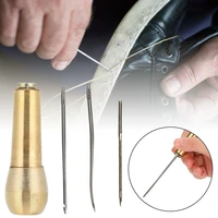 copper handle needles sewing kit tool sewing shoe repair tool sets sewing tools needle awl leather craft home accessories