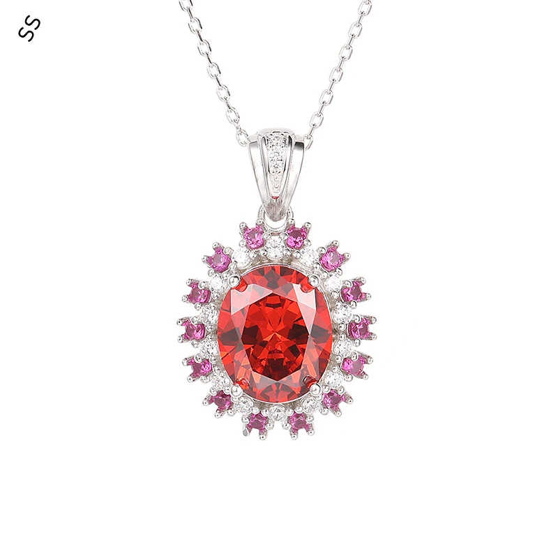 

Colored Gemstone Series 10*12MM Main Stone Light Luxury Lady Neck Decorated Pendant Necklace