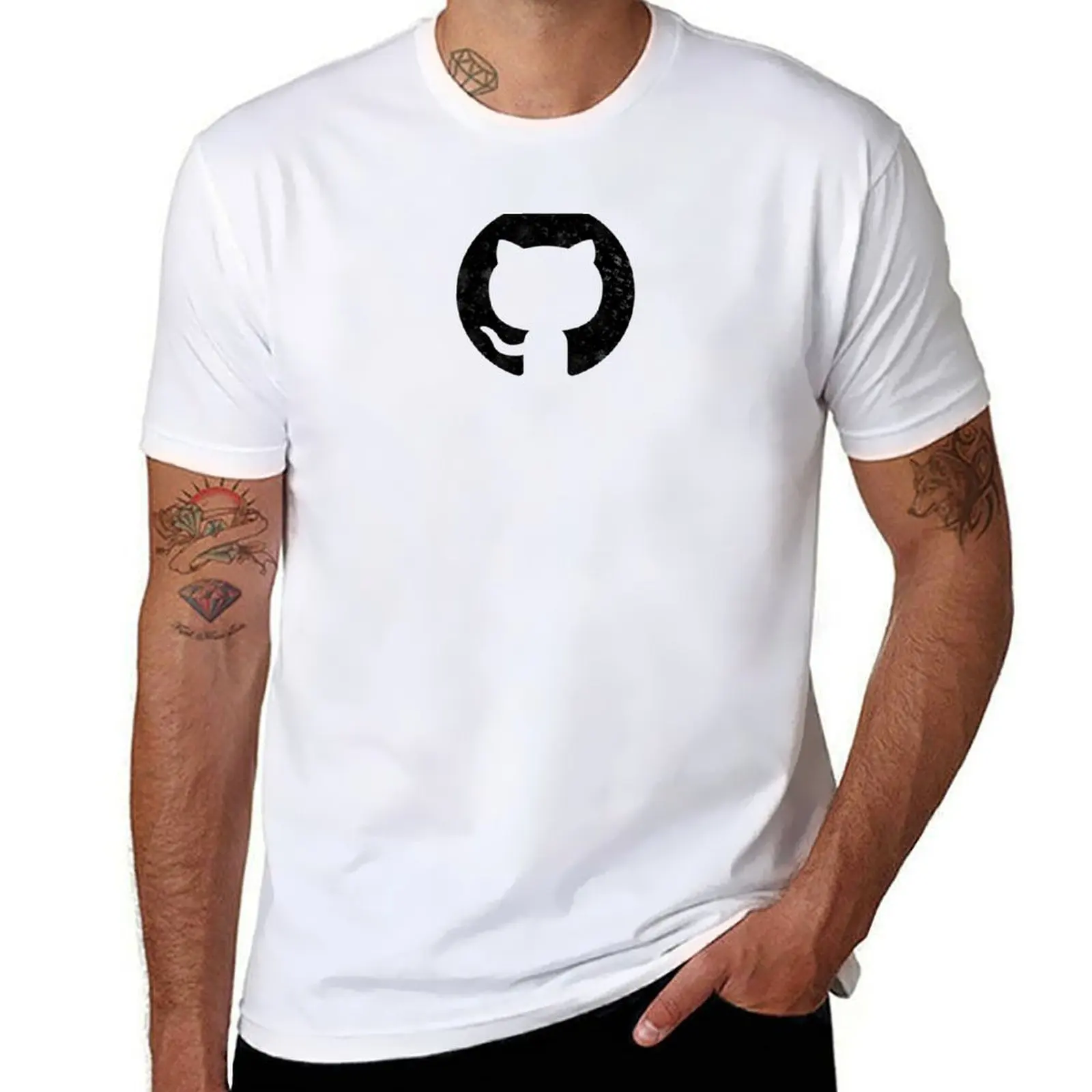 Фото Github выцветшая футболка, футболки для мужчин, забавные футболки с рисунком для мужчин, хлопковая забавная футболка №1