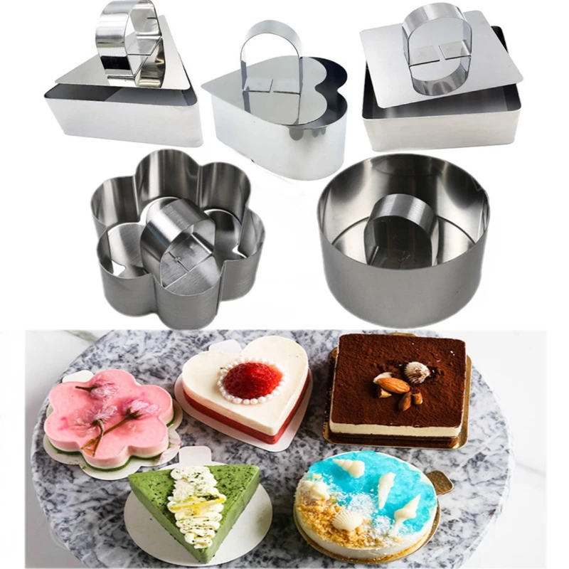 

Stainless Steel Cake Rings Pastry Dessert Mousse Mold With Pusher For Crumpets Eggs Pastry Mousse Desserts