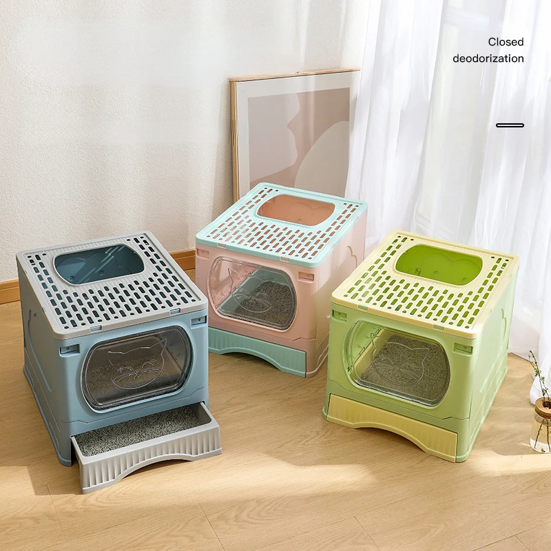 

Large Drawer Cat Toilet Cat Litter Basin Stable Fold-able Cat Litter Outdoor Kitten Big Cats Toilet Supplies Wholesale 3 Colors