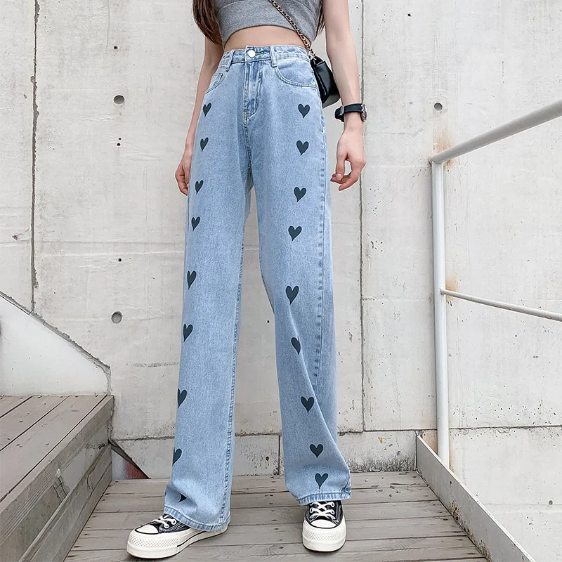 

2022jeans Women's Straight Tube Loose Spring Clothes New Summer High Waist Thin Wide Leg Preppy Style Fashion Young Harajuku