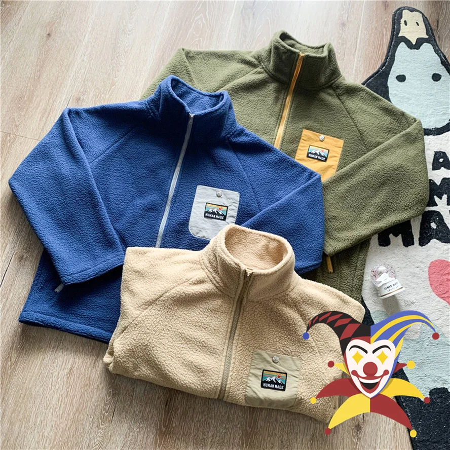 

Human Made Snow Mountain Embroidery Zipper Jacket Men Women Polar Fleece Human Made Girls Don’t Cry Jacket Coat