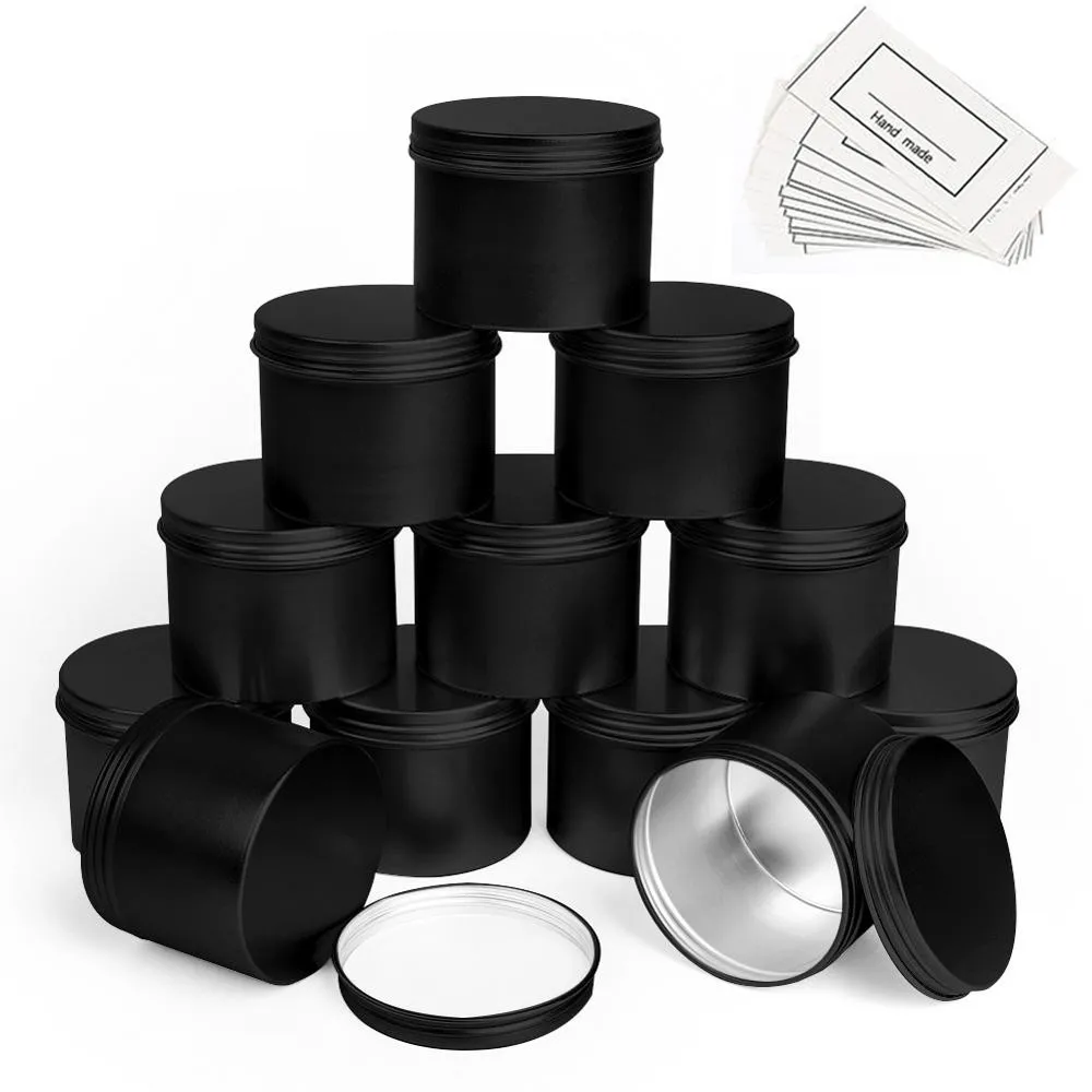 

With Lid Aluminum Cans Box 12/24/48pcs Tins Candy Black Screw Containers Round Storage Spice Empty Silver Gold Candle
