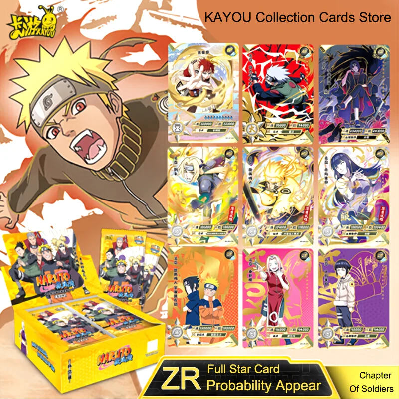 

Genuine KAYOU Naruto Card Chapter Of Soldiers Anime ZR CR Uchiha Itachi Sasuke Haruno Sakura Bronzing Kids Gifts Collection Card