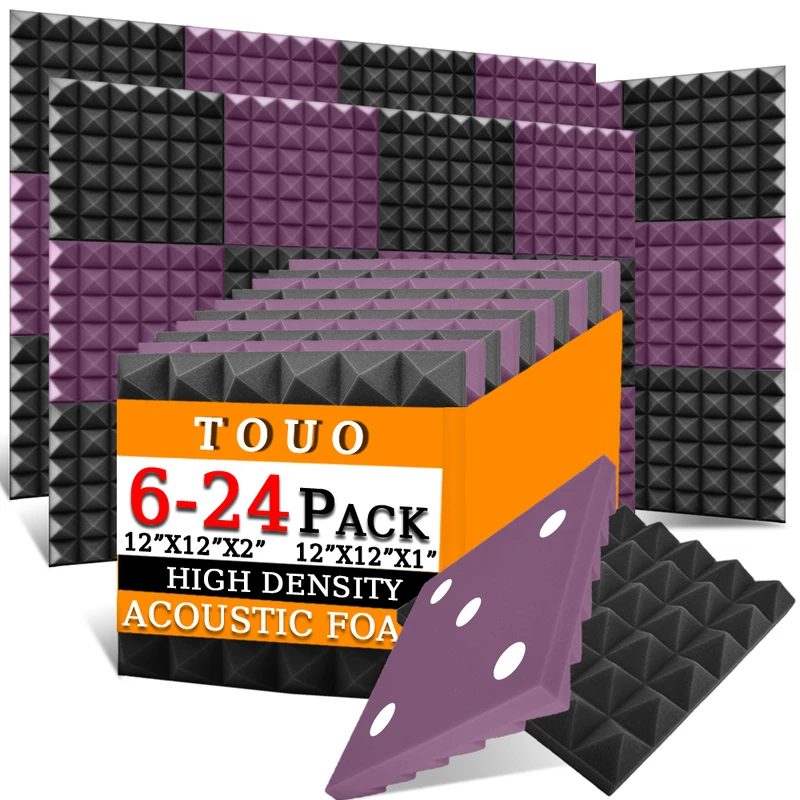 TOUO Pyramid Акустическая пена 6/12/24 шт. Звукопоглощающая звукоизоляционная обработка