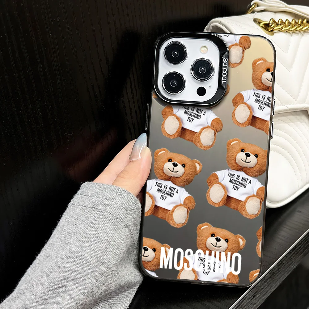 Fashion M-MoschinoS Luxury Design Phone Case for iPhone 16 12 13 14 15 11 Max Pro Plus Laser IMD Color Shell