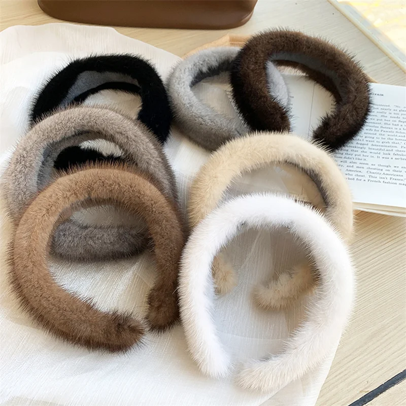 

Women's Luxury Headband 100% Mink Headband High Quality Fashion Mink Hair Band 23 Years Hot Selling Luxury Plush Gift