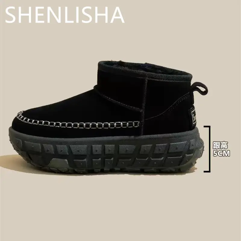 Утепленные хлопковые туфли на толстой подошве женские зимние ботинки 2024 новые