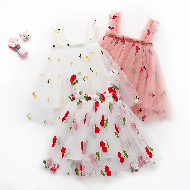 

Baby Girl Summer Mesh Slip Dress Toddler Girls Fluffy Princess Dresses Sweet Kids Clothes 2022 Cute Dress for 1 To 5 Yrs Girls