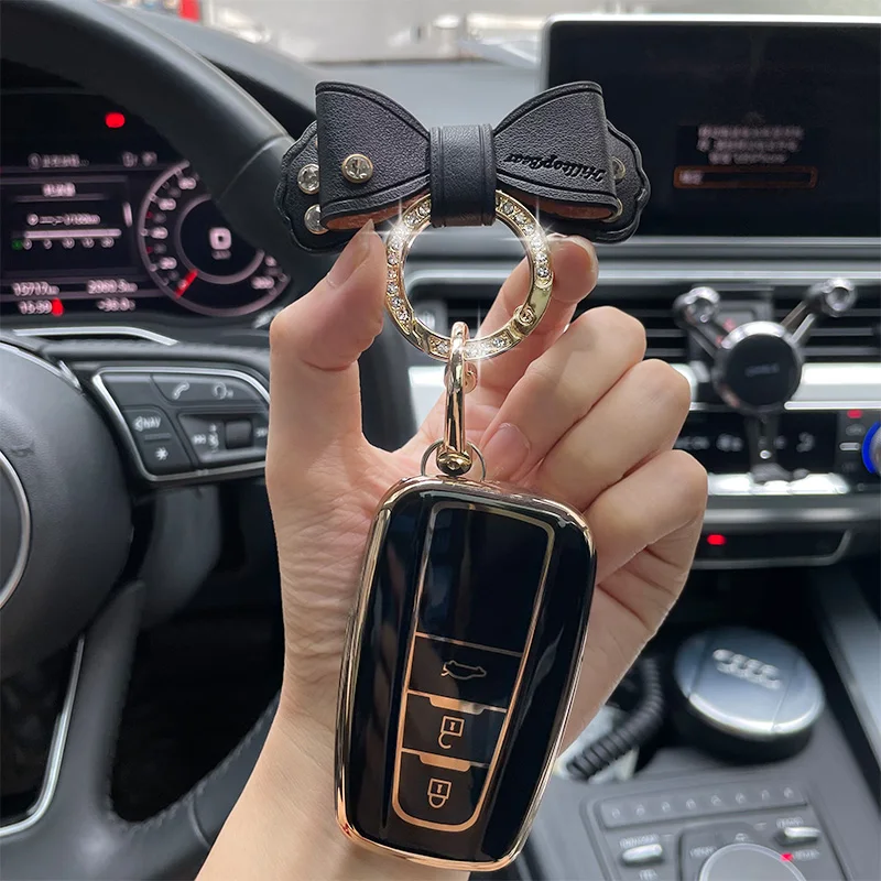 

Bow Keyring Holder TPU Car Key Case Cover For Toyota Prius Camry Corolla C-HR CHR Car RAV4 2017 2018 2019 2020 Prado 2017 2018