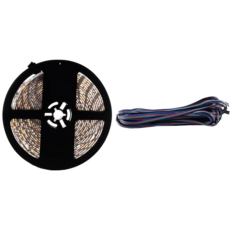 

1 Pcs RGB 5M 5050 LED Strip Light Flexible 300 Leds SMD LED Tape & 1 Pcs 4 Colors 10M RGB Wire Cable Extension Cable