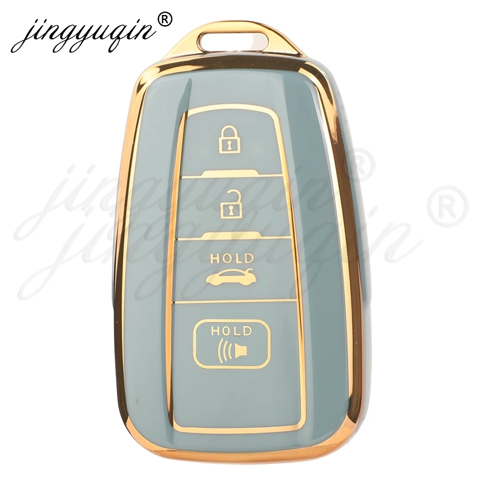

Jingyuqin ТПУ Автомобильный Брелок дистанционного ключа для Toyota CHR Camry Corolla RAV4 Highlander чехол Prius Land Cruiser Prado 4 кнопки