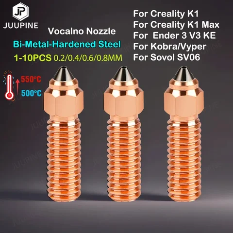 Биметаллическая Форсунка volcano для creality k1, форсунка Ender 3 v3 ke creality k1 max, закаленная Форсунка для 3D-принтера creality k1 hotend